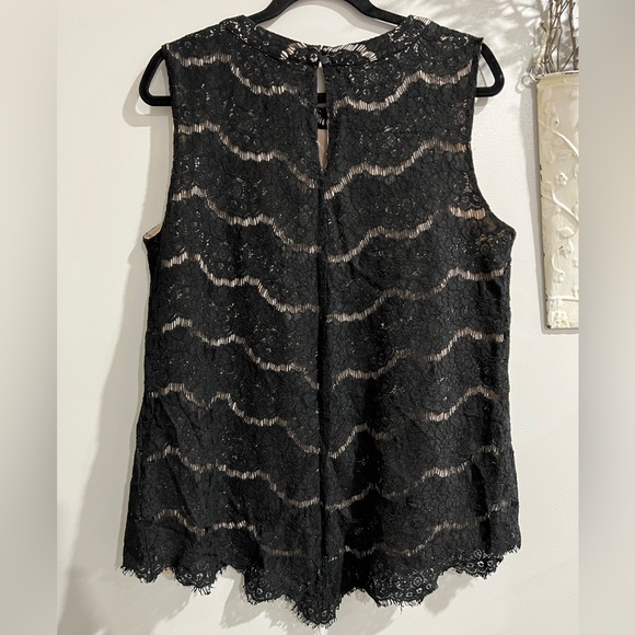 SOLD! Rose & Olive Black Lace Sleeveless Top 1X - Picture 2 of 7